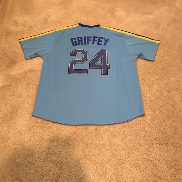 Ken Griffey Jr Seattle Mariners Jersey Mens XL NWT 1980’s baby blue ! - Picture 8 of 12
